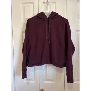 Sweaty Betty Eggplant Purple Cropped Terry Lined Hoodie Size Medium